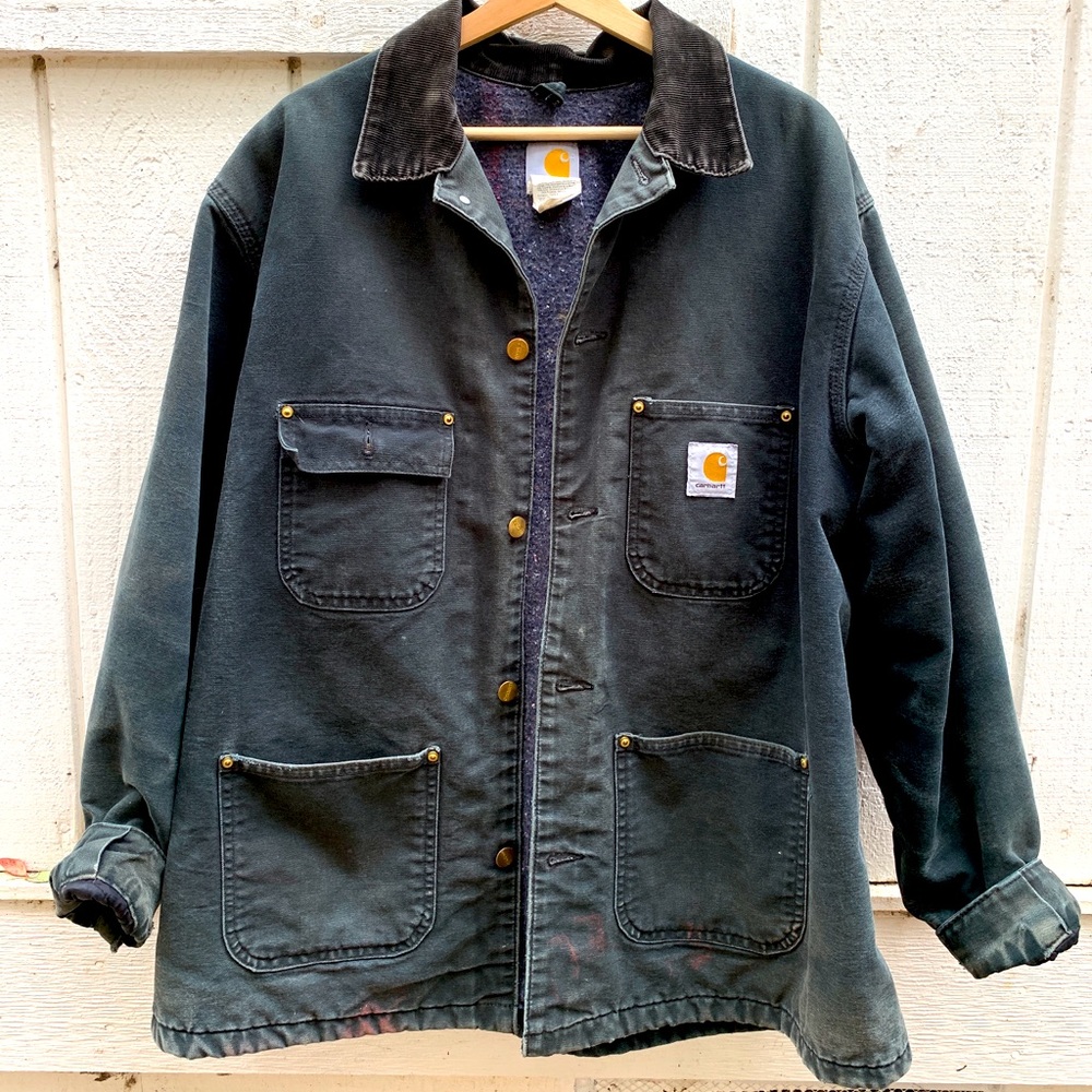 Vintage Men’s Carhartt Green-Black Regular Fit Lined Work Jacket